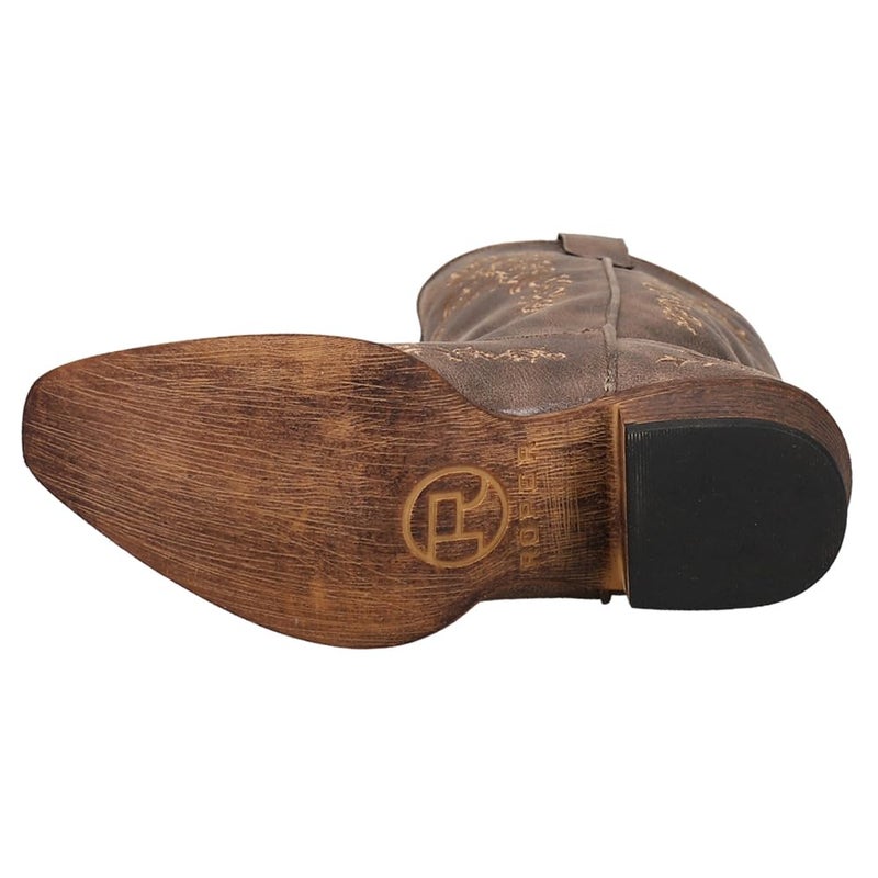 ROPER Womens Riley Scroll Embroidered Snip Toe Casual Boots Mid Calf Low Heel 1-2" - Brown - Size 5.5 M - Image 5